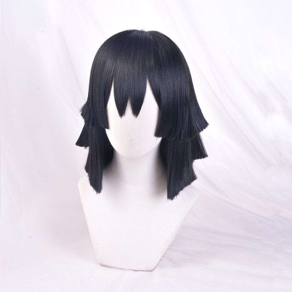 Anime Demon Slayer: Kimetsu No Yaiba Cosplay Iguro Obanai Cosplay Wig Black 35cm Hair