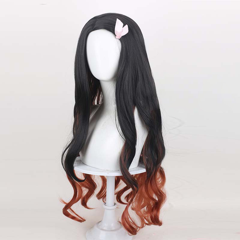 Kimetsu no Yaiba Kimono Suit Kamado Nezuko Cosplay Halloween Costume + Wig