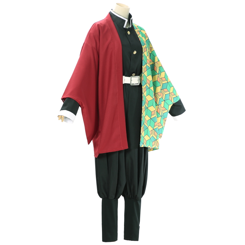 Demon Hunter Japanese Anime Demon Slayer: Kimetsu No Yaiba Kimo Cosplay Costume,Wig