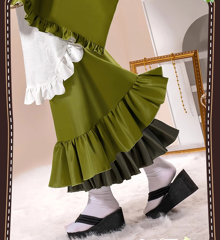 Hatsune Miku Vocal Cosplay Costume Matcha Green Tea Dress and pink Dress,Wig