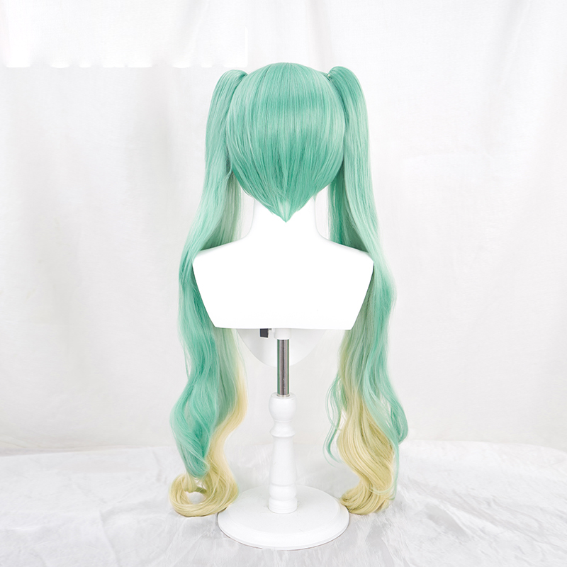 Miku Cosplay Costume Wig Long Curly Green Wig Strawberry 15th anniversary/ Bow Knot