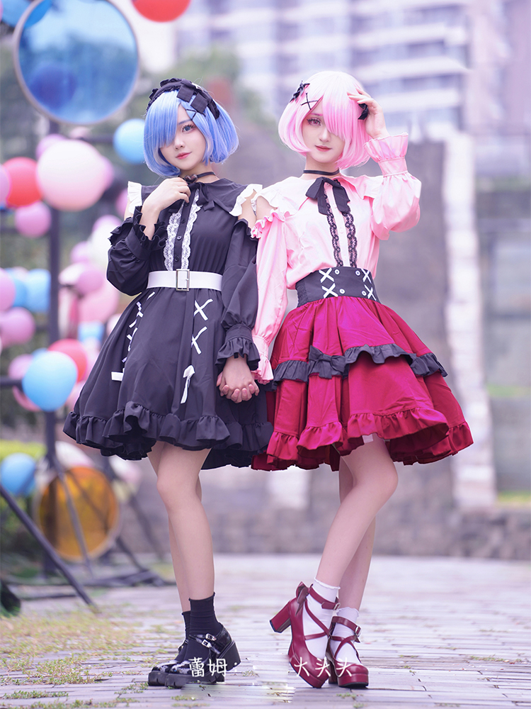 Anime Re: Life In A Different World From Zero Rem Ram Black Cosplay Costume Lolita