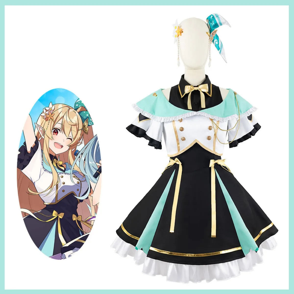 Anime Virtual YouTuber Finana Ryugu Elira Pendora Pomu Rainpuff Cosplay Costume Wig Disguise JK Uniform