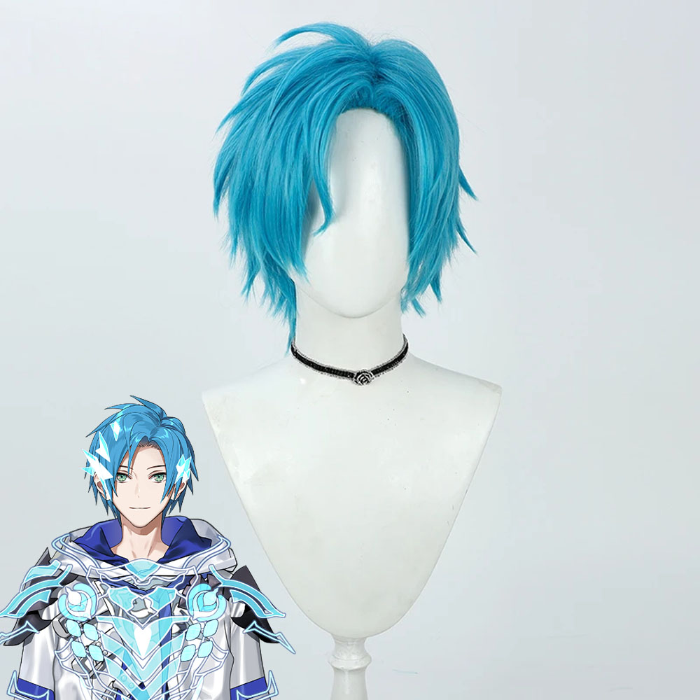 YouTuber Regis Altare Cosplay Wig YouTuber Side Parting Blue Short Hair Virtual Role Play Idol Headgear Vtuber