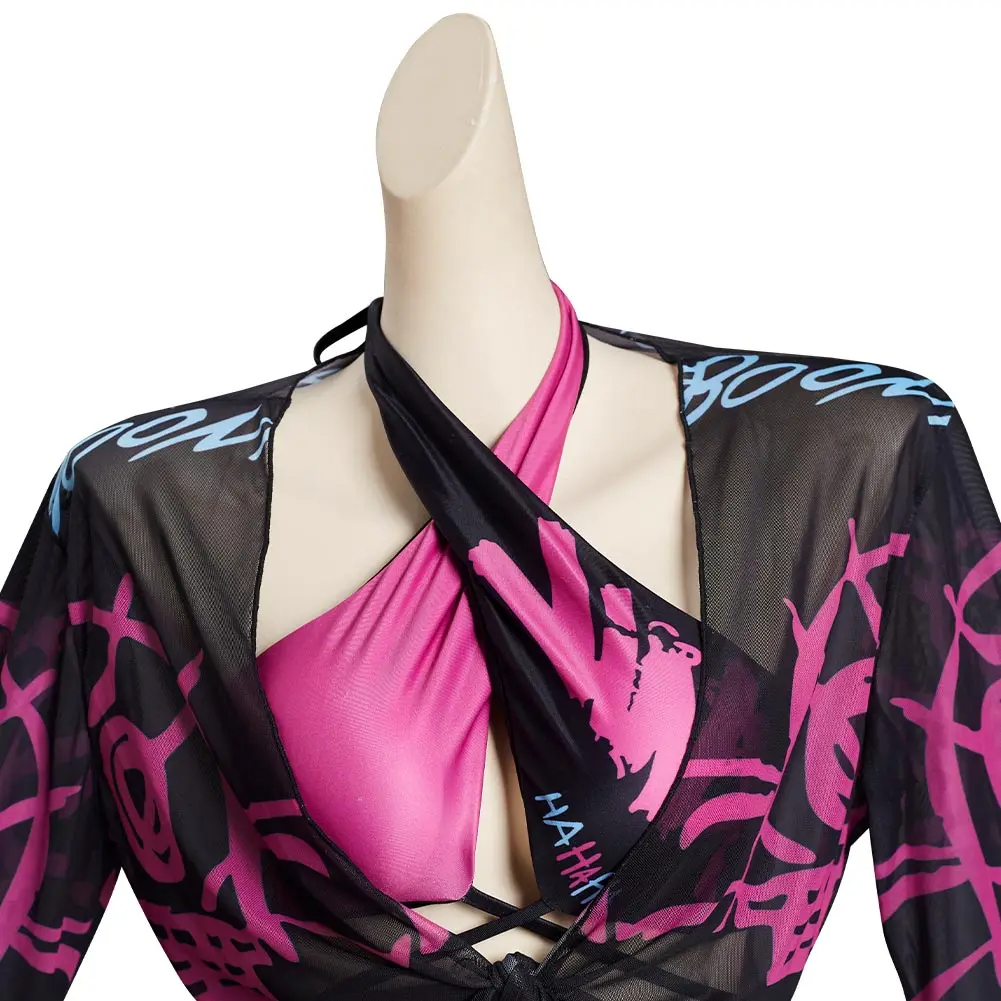 Jinx Cosplay Bikini Costume LoL Game Roleplay Women Swimwear Coat Bra Shorts Swimsuit Adult 
