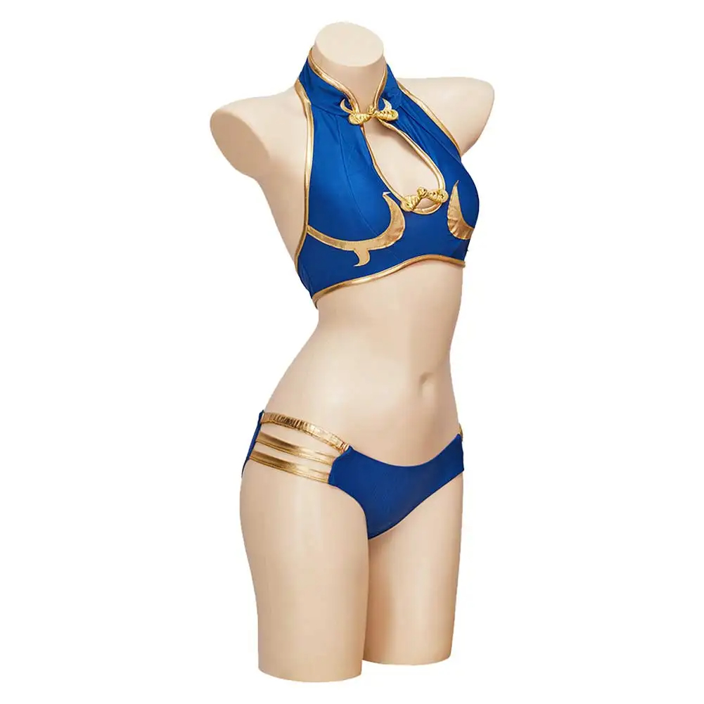 Chun Li Swimsuit Cosplay Game Street Fighter Bikini Costume Swimwear for Women Adult Costumes Halloween Carnival 