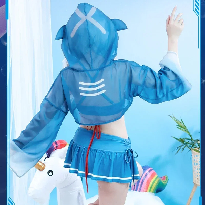 VTuber Hololive Gawr Gura Girls Women Swimsuit Anime Halloween Party Costumes  Beach Swimsuit 