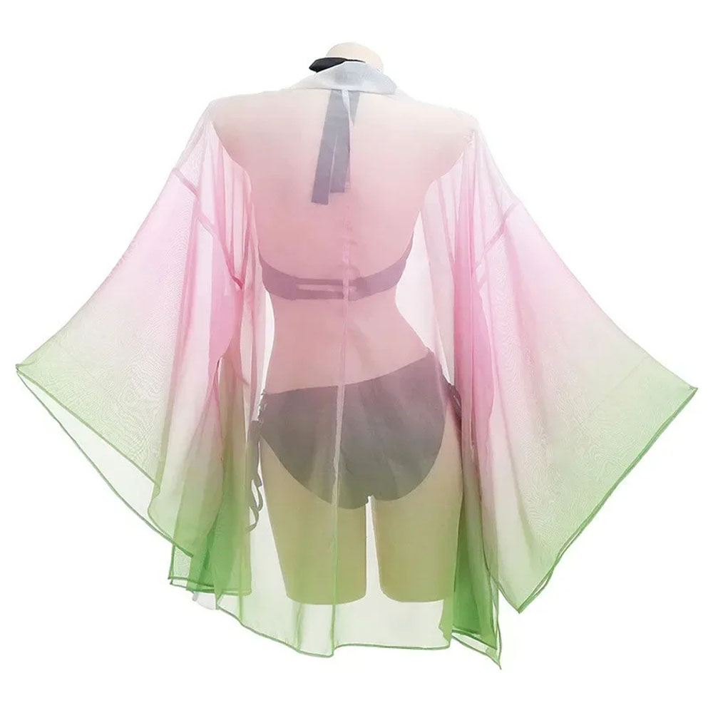 Anime Demon Slayer Kanroji Mitsuri Swimsuit Set Summer Bikini Beach Disguise Carnival Swimsuit