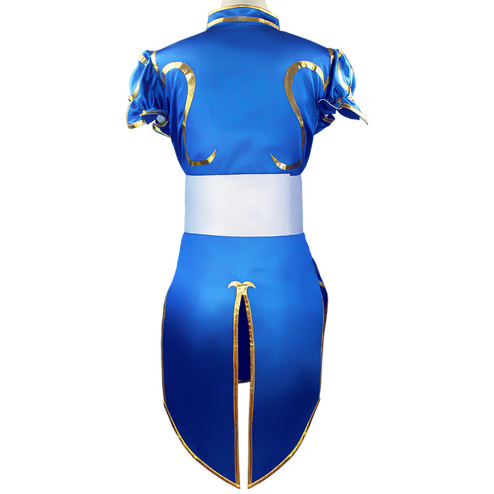 Street Fighter ChunLi Cosplay Costume Full skirt 4-piece top,belt,bracelet