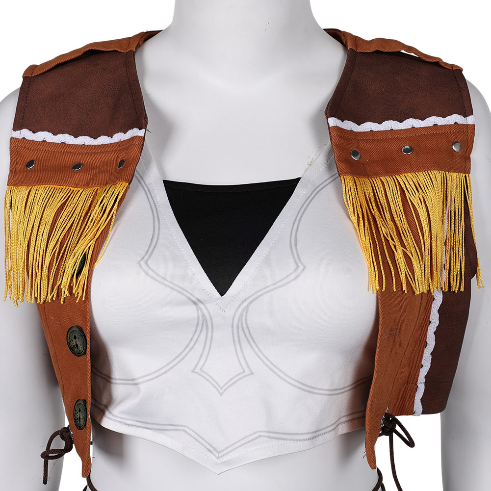 Game Final Fantasy VII Tifa Lockhart Women Brown Suit Cosplay Costume