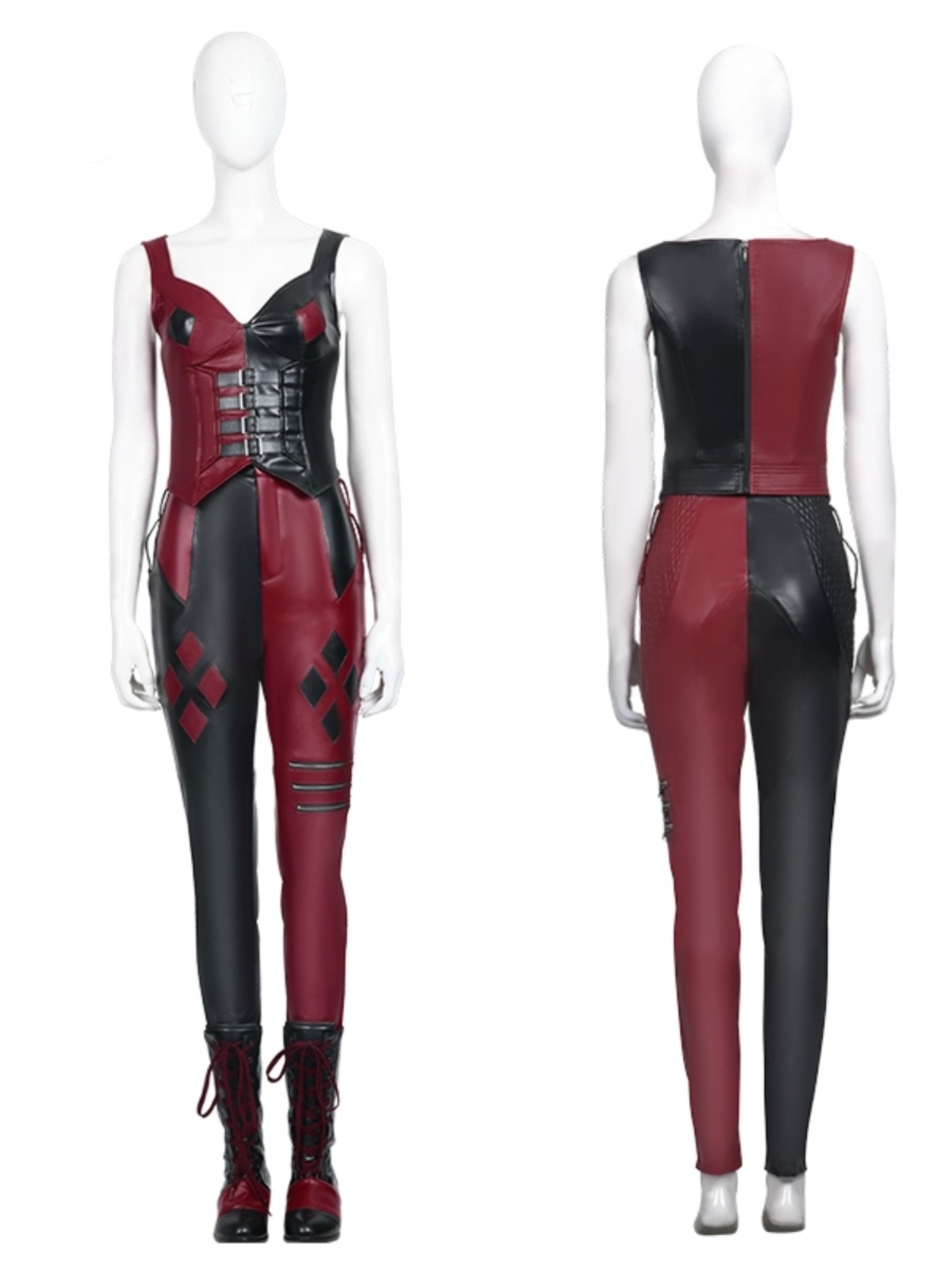 DC Movie The Suicide Squad Harley Quinn Red/Black Halloween Cosplay Costume Full Set