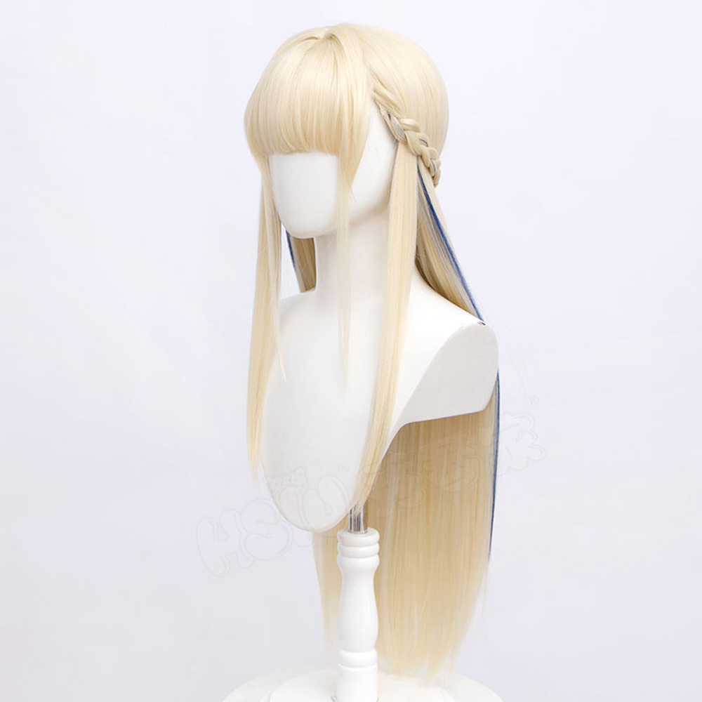 Blue Archive Asuma Toki Cosplay Wig 90cm Long Beige Blue Mixed Cosplay Anime Wigs 