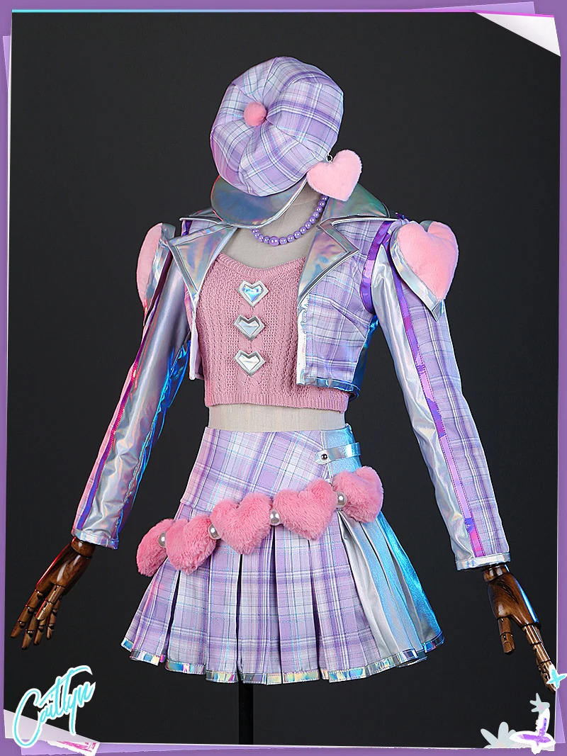 Game League of Legends Caitlyn Cosplay Cosutme Women Purple Lovely Uniform