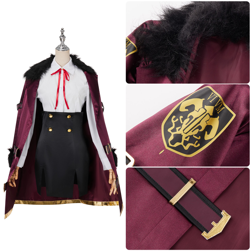 Anime Game Blue Archive Rikuhachima Aru Cosplay Costume Wig Woolen Collar Cloak Cape Uniform Skirt 