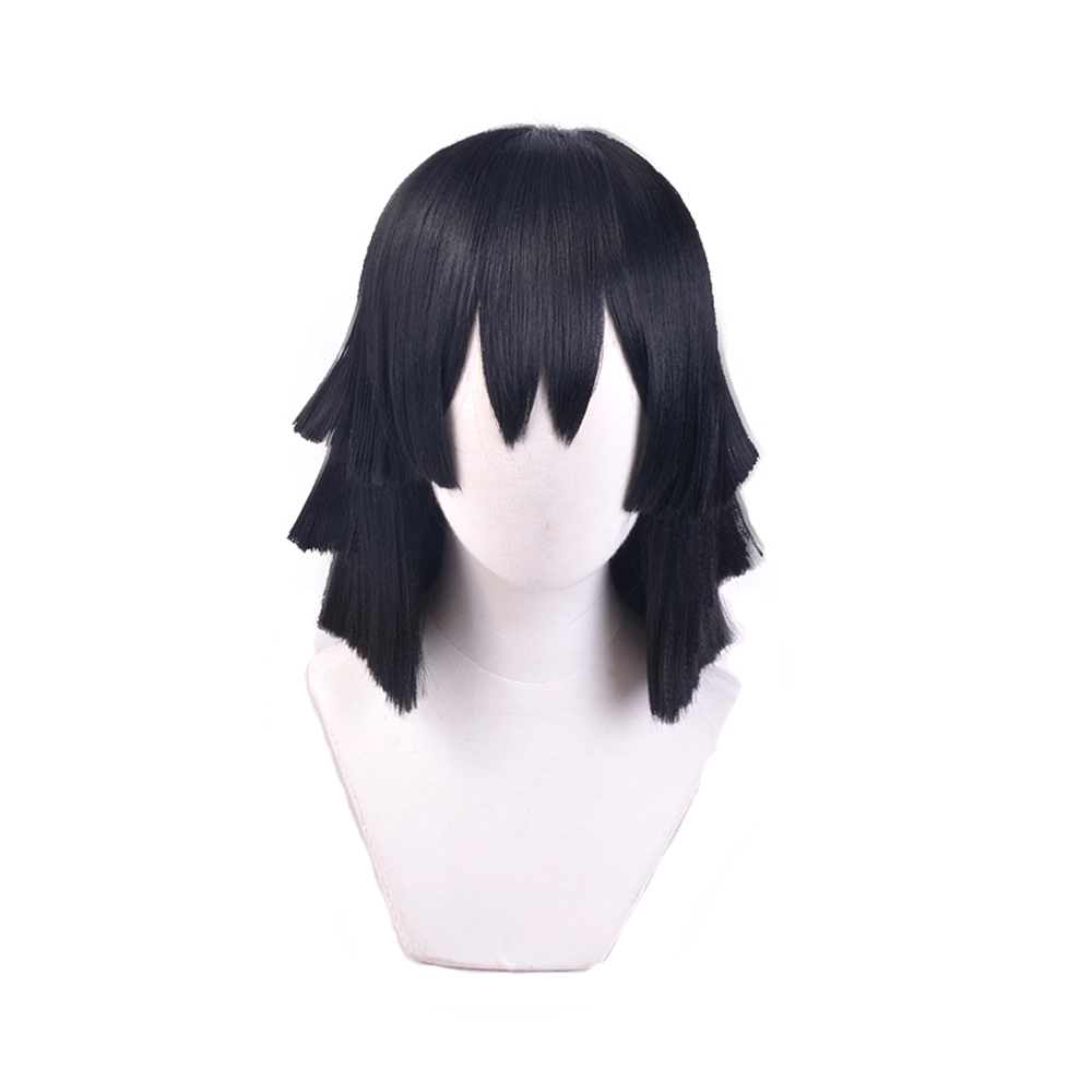 Anime Demon Slayer: Kimetsu No Yaiba Cosplay Iguro Obanai Cosplay Wig Black 35cm Hair