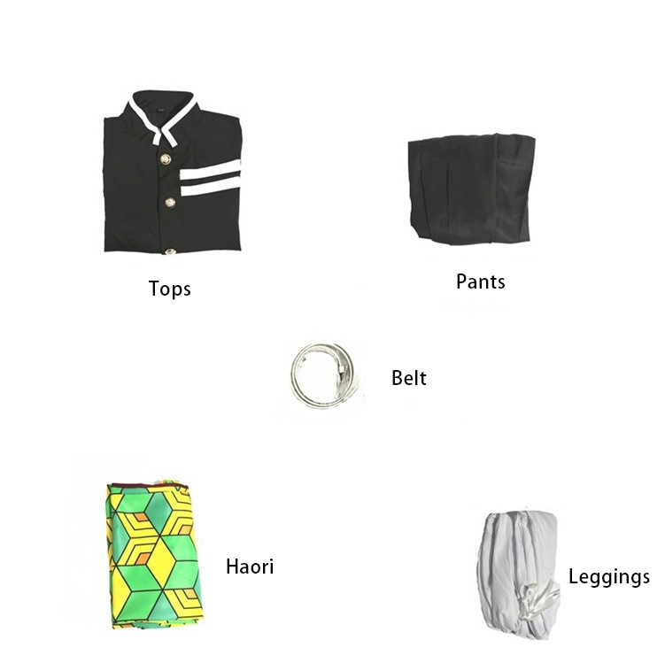 Demon Hunter Japanese Anime Demon Slayer: Kimetsu No Yaiba Kimo Cosplay Costume,Wig