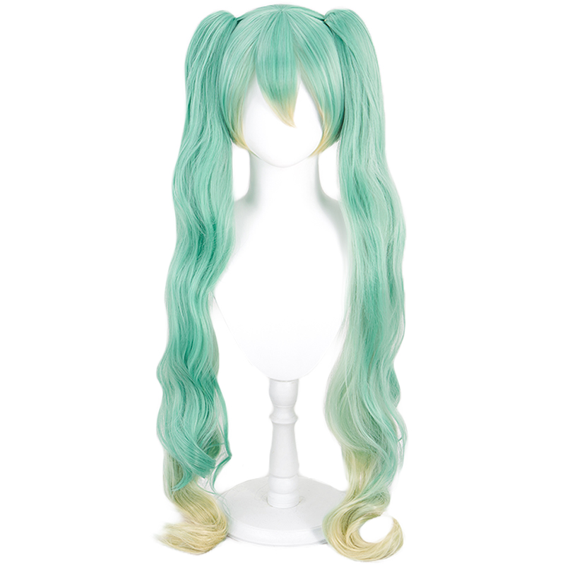 Miku Cosplay Costume Wig Long Curly Green Wig Strawberry 15th anniversary/ Bow Knot