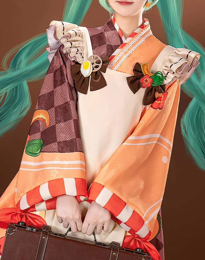 Hatsune Miku Snow Japanese Style Cosplay Costume Top and Skirt with Apron and Hair Accessories