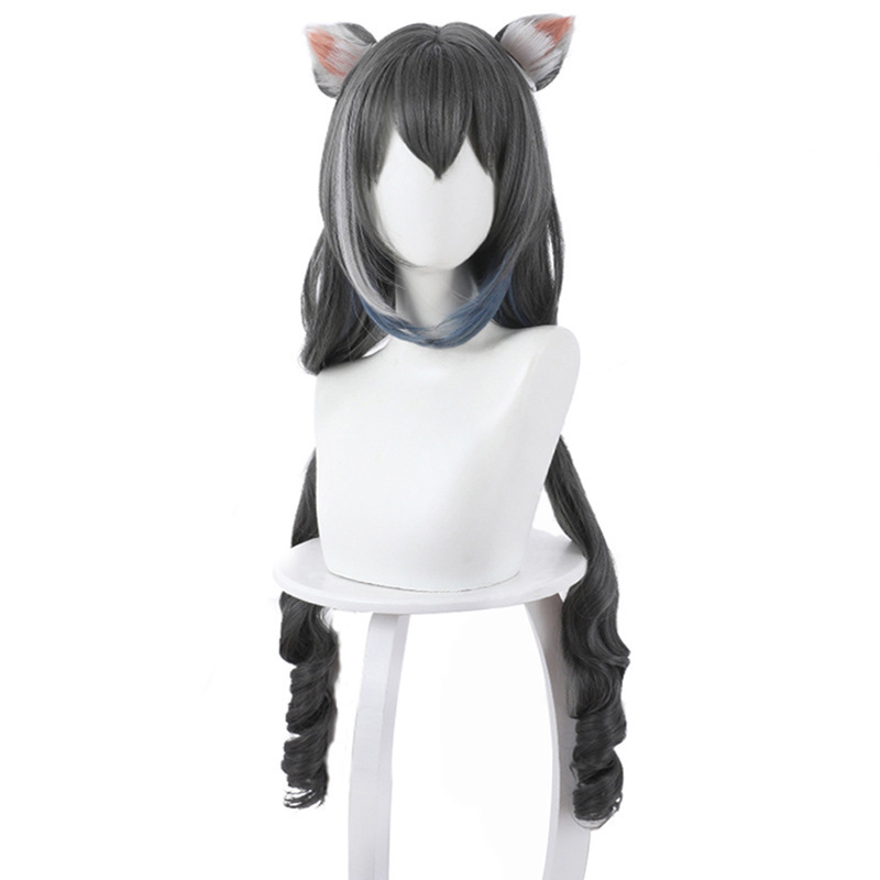 Game  Princess Connect! ReDive Kiruya Momochi Grey Long Cosplay Wigs Length 120cm  Head circumference 50-60cm