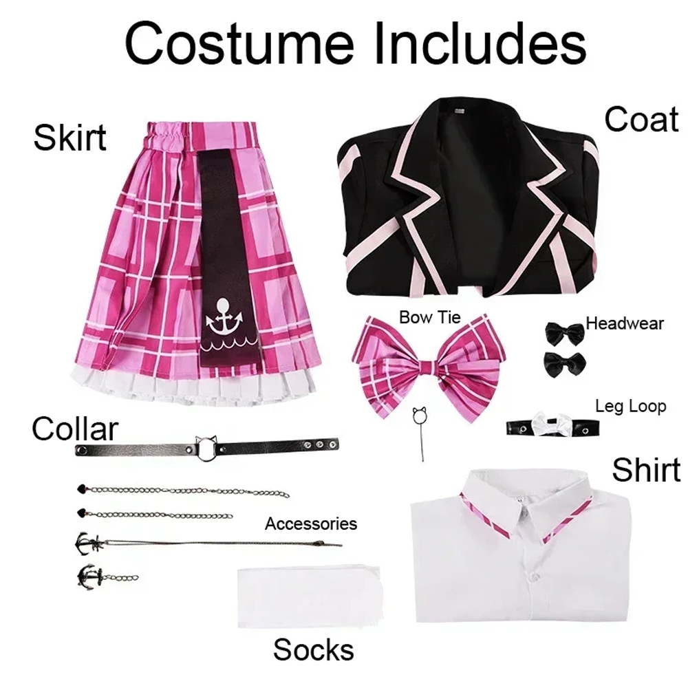 Virtual YouTuber Minato Aqua Cosplay Costume, Vtuber Aqua JK Uniform Skirt, Virtual Halloween Performance Costumes