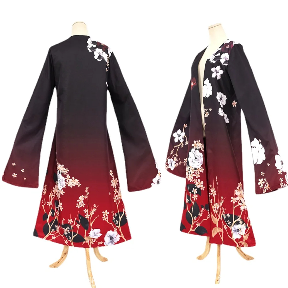 Anime Virtual YouTuber Vox Akuma Cosplay Costume Daddy NIJISANJI Wig Gradient Color Printing Cloak Cape Man Woman Halloween Suit