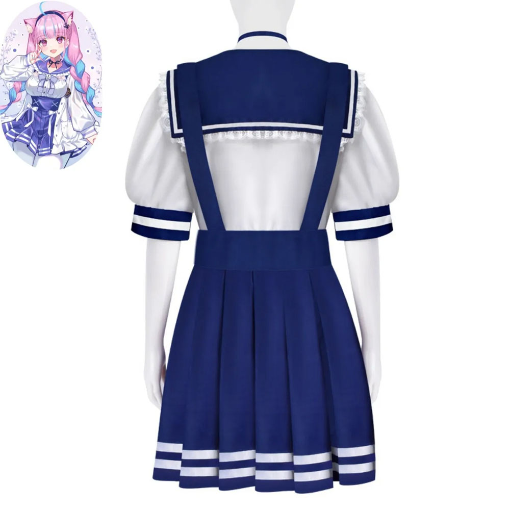 Anime Virtual YouTuber Minato Aqua Carnival Disguise VTuber Hololive Wig JK Uniform Skirt Woman