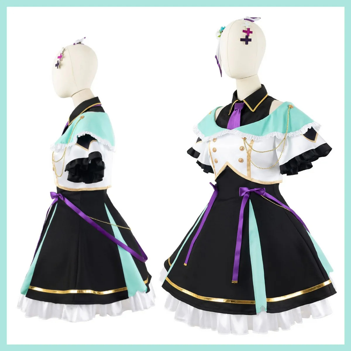 Anime Virtual YouTuber Finana Ryugu Elira Pendora Pomu Rainpuff Cosplay Costume Wig Disguise JK Uniform