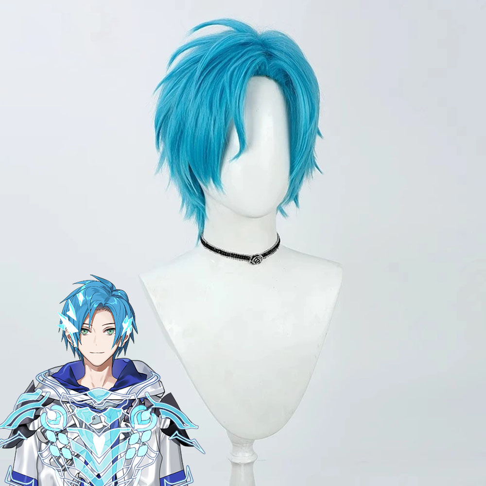 YouTuber Regis Altare Cosplay Wig YouTuber Side Parting Blue Short Hair Virtual Role Play Idol Headgear Vtuber
