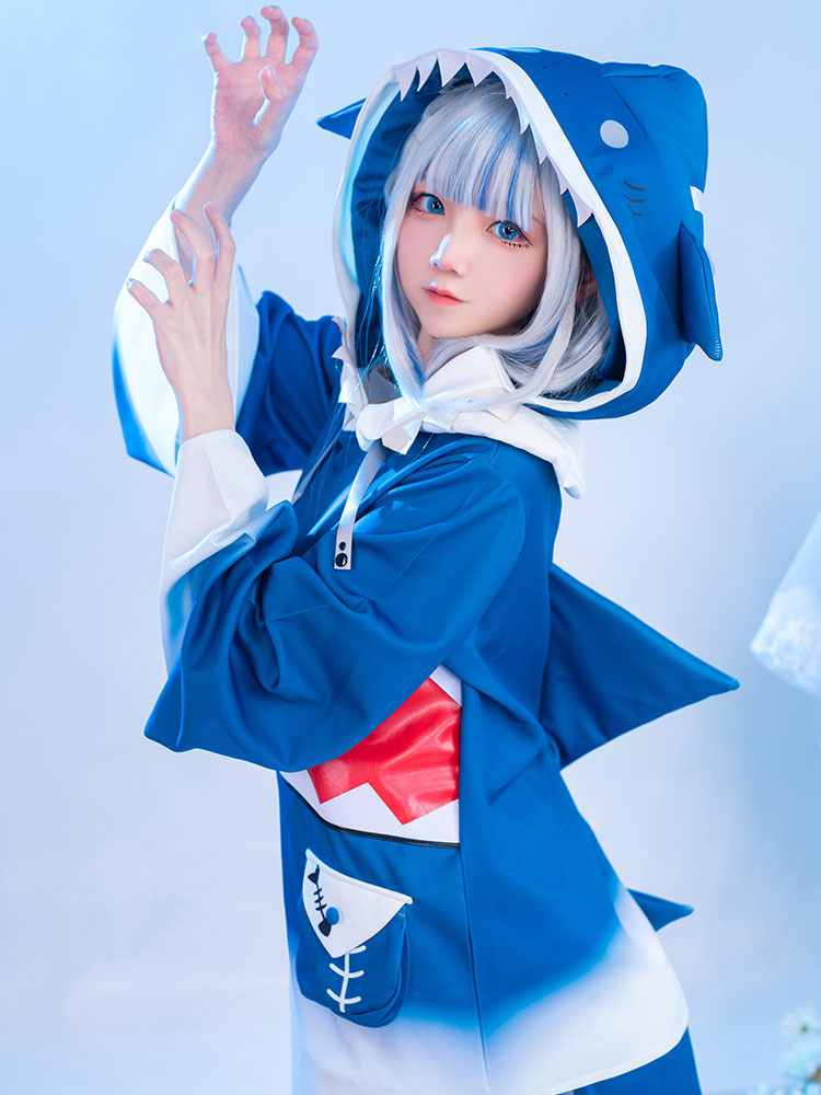  Gawr Gura Carnival Disguise Shark Cosplay Costume for Women Halloween Youtuber Cosplay Set Tail Wigs