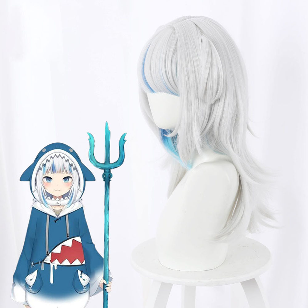 Virtual YouTuber Gawr Gura Carnival Disguise Cosplay Wig Length 55cm Head circumference 50-60cm