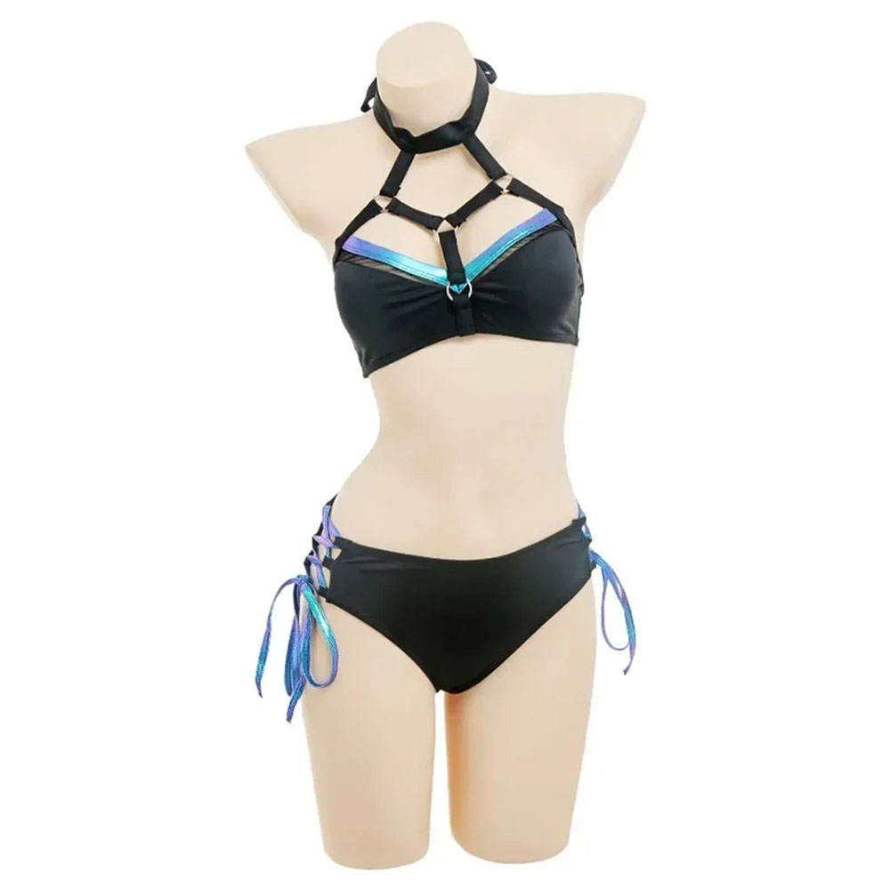 Anime Demon Slayer Kanroji Mitsuri Swimsuit Set Summer Bikini Beach Disguise Carnival Swimsuit