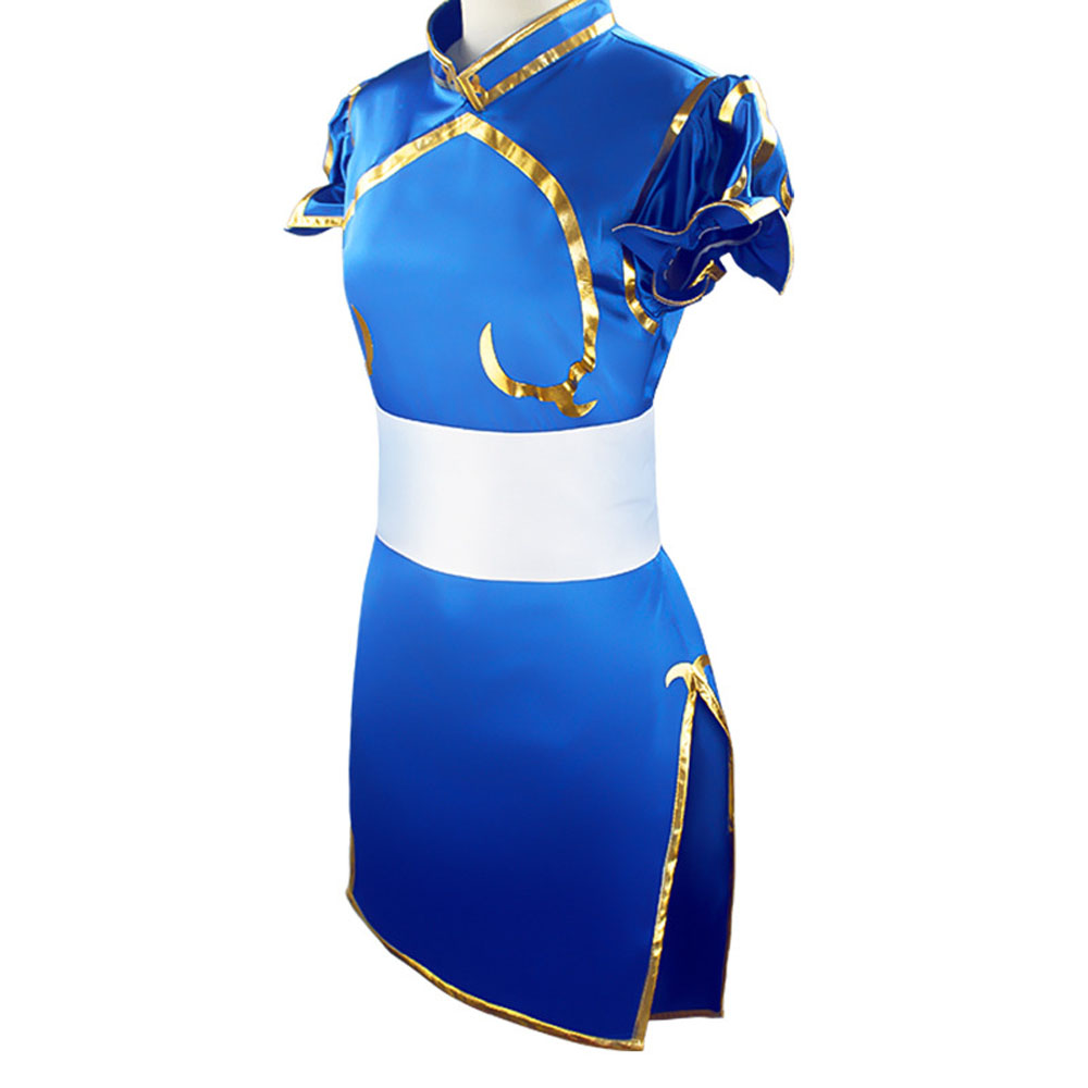 Street Fighter ChunLi Cosplay Costume Full skirt 4-piece top,belt,bracelet