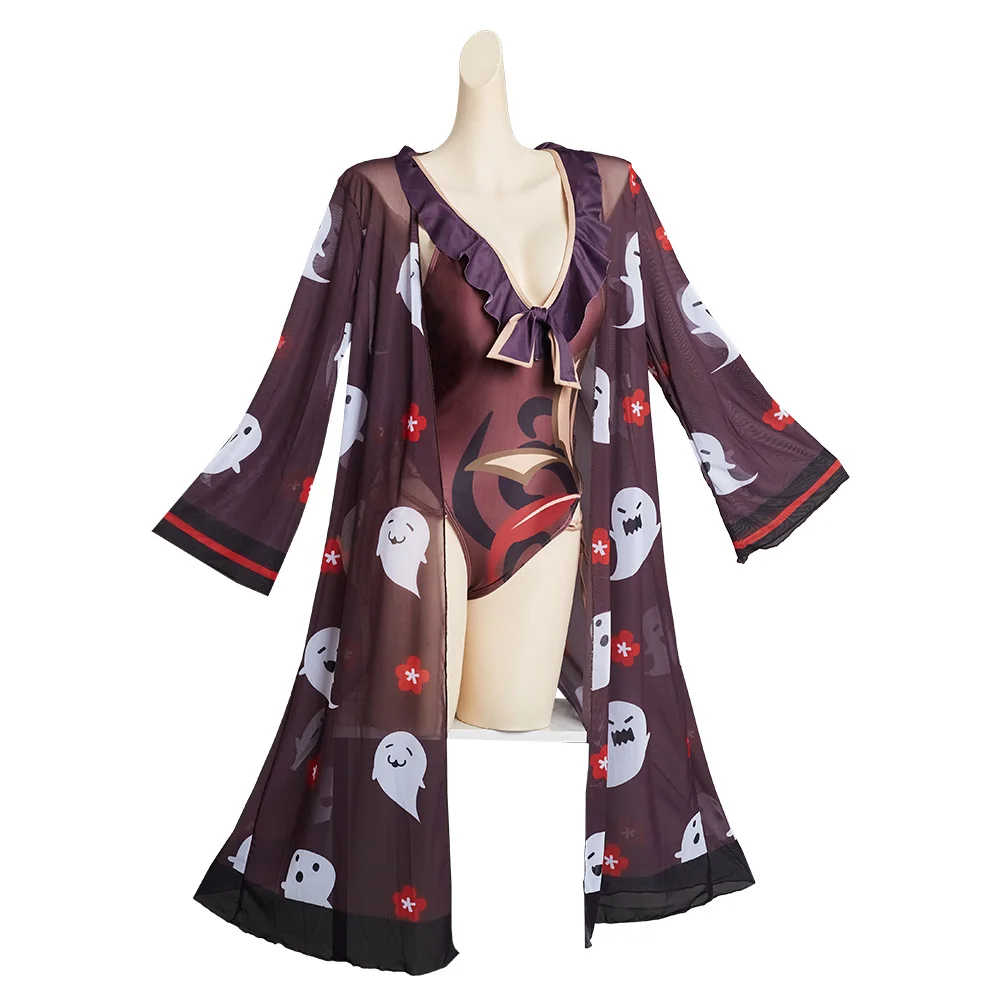 Genshin Impact Hu Tao Cosplay Costume Jumpsuit Swimwear Cloak Outfits Halloween Carnival Suit