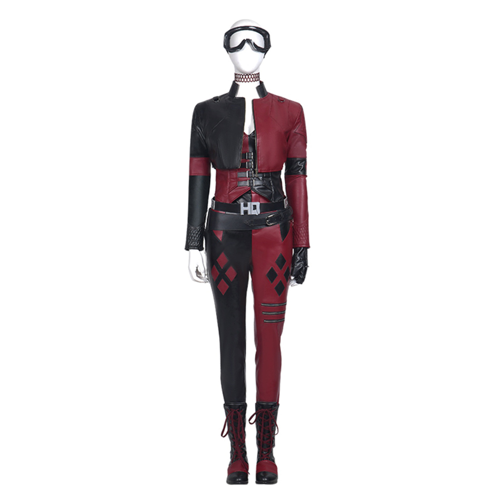 DC Movie The Suicide Squad Harley Quinn Red/Black Halloween Cosplay Costume Full Set