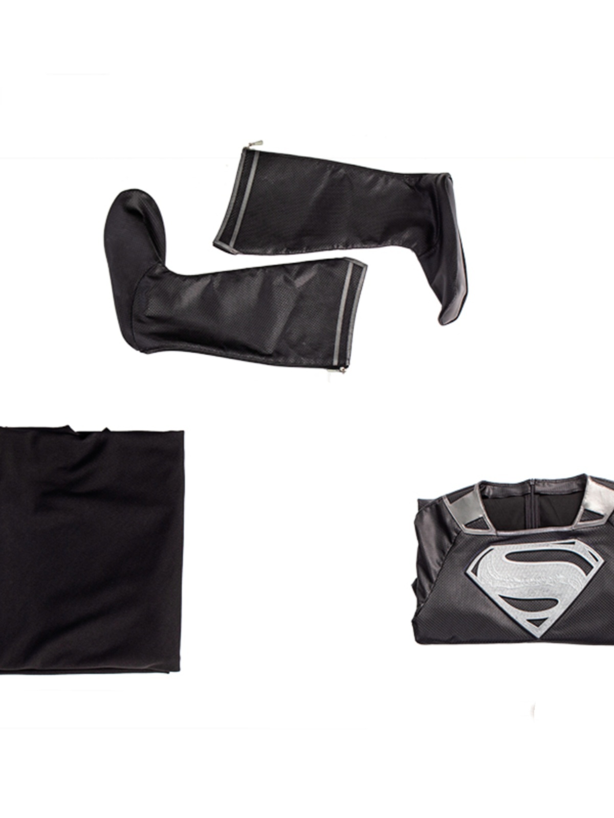 Justice League Superman Clark Kent Black Battle Suit Halloween Cosplay Costume Full Set DC Movie