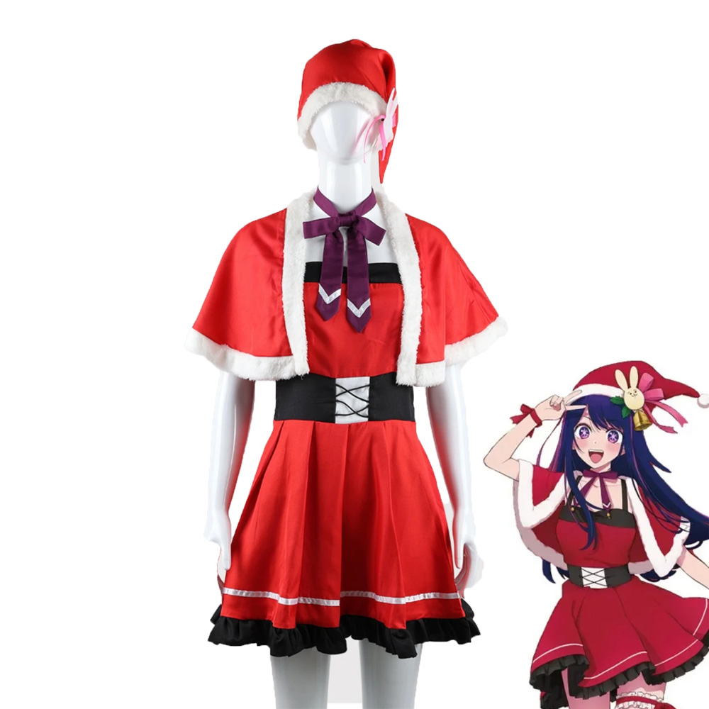 OSHI NO KO Hoshino Ai Christmas Cosplay Costume Red Dress