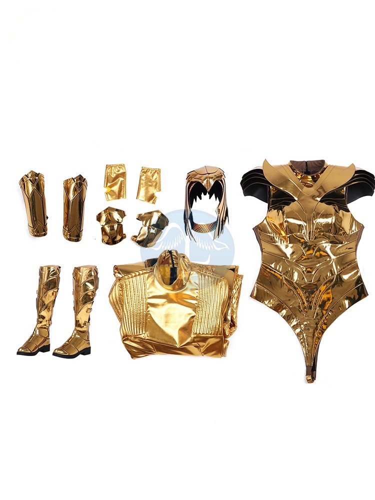 Wonder Woman Diana Prince Gold Cosplay Costume Outfit Women Bodysuit Shoes Set DC Movie