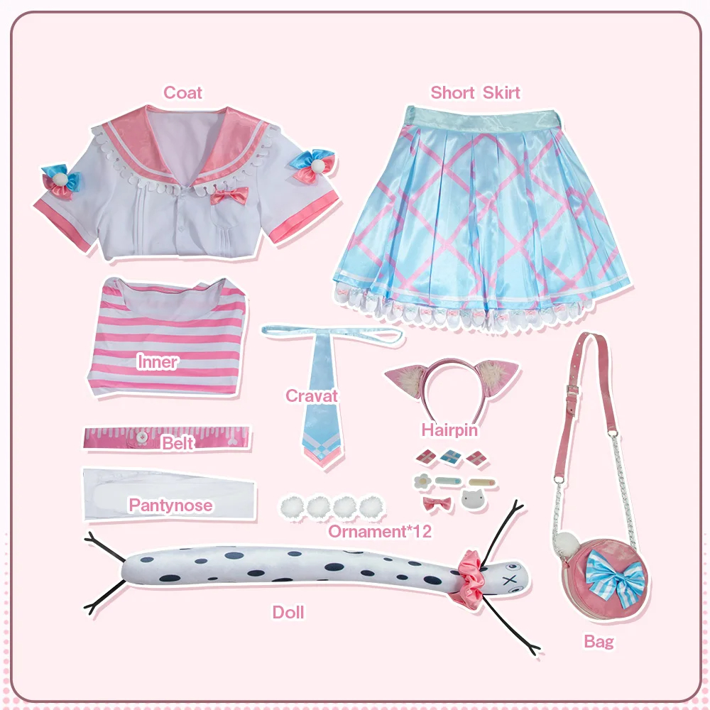 Virtual YouTuber/VTuber Yang Nari Carnival Costume Cute Anime Girl Uniform Skirt Halloween Party Suit Not Wig