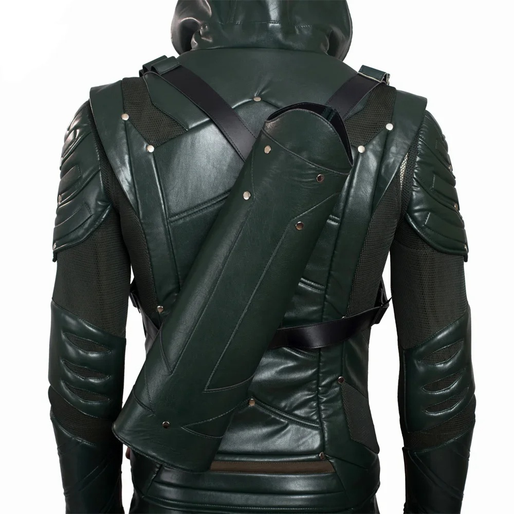 The Arrow Season 5 Green Arrow Cosplay Costume Oliver Quee Outfit Halloween Costumes Men Leather Pantsfantasias adulto masculino DC Movie Type