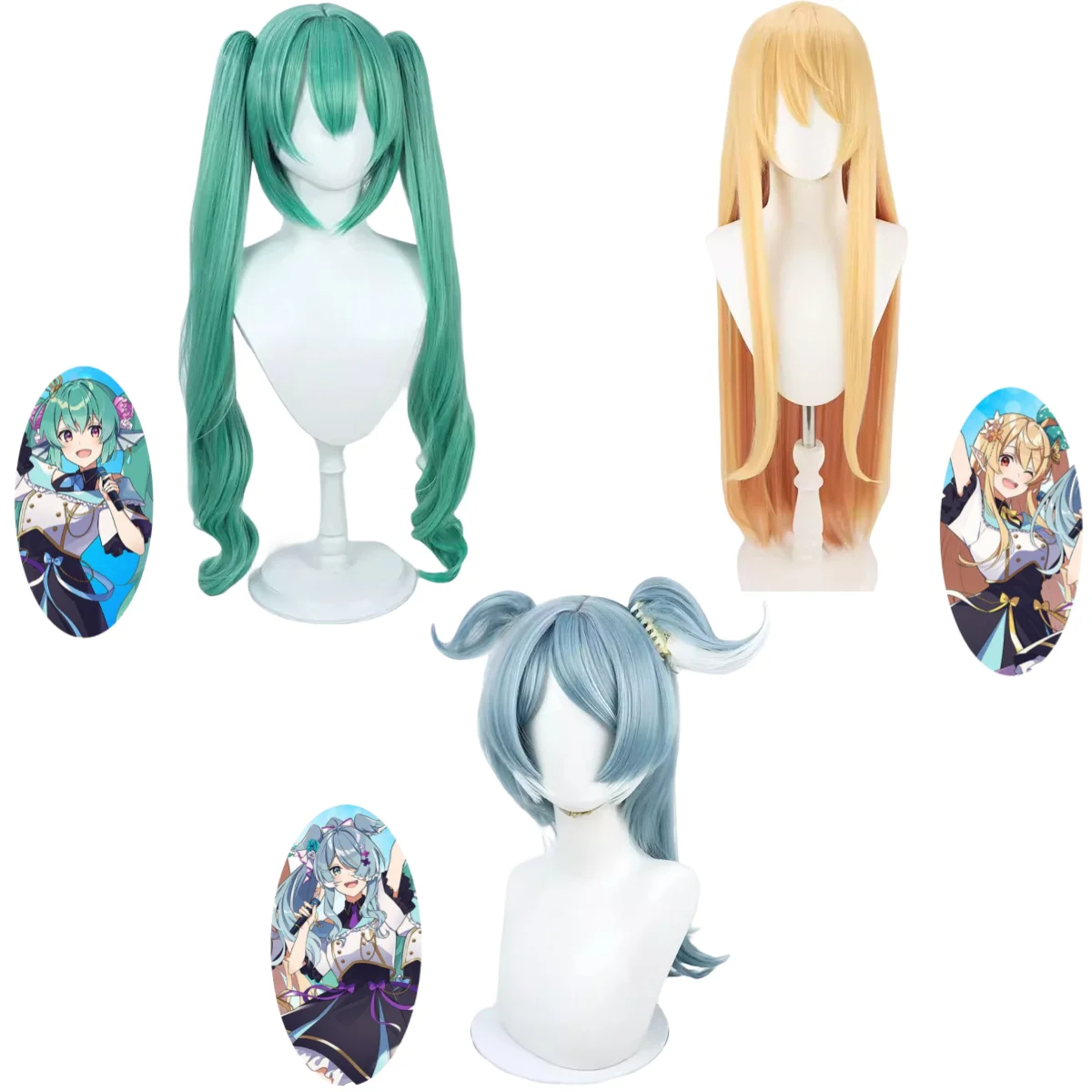Anime Virtual YouTuber Finana Ryugu Elira Pendora Pomu Rainpuff Cosplay Costume Wig Disguise JK Uniform