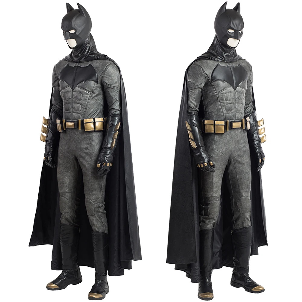 DC Movie Gotham Knights Cosplay Superhero Bruce Wayne Costume Halloween Carnival Classic Battle Outfit With Big Cloak For Adult Men