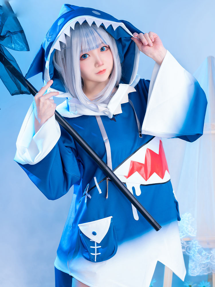  Gawr Gura Carnival Disguise Shark Cosplay Costume for Women Halloween Youtuber Cosplay Set Tail Wigs