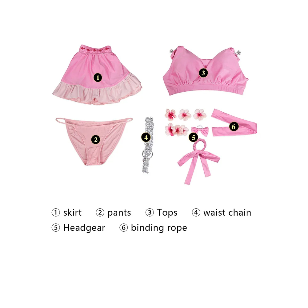 Aerith Gainsborough Cosplay Swimsuit Bikini Costume Final Fantasy Women Girls Disguise Clothing Halloween Carnival Suit