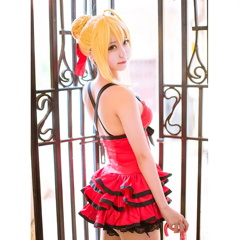Game Fate/Grand Order Nero Claudius Caesar Augusta Carnival Disguise Fate Red Cosplay Swimsuit