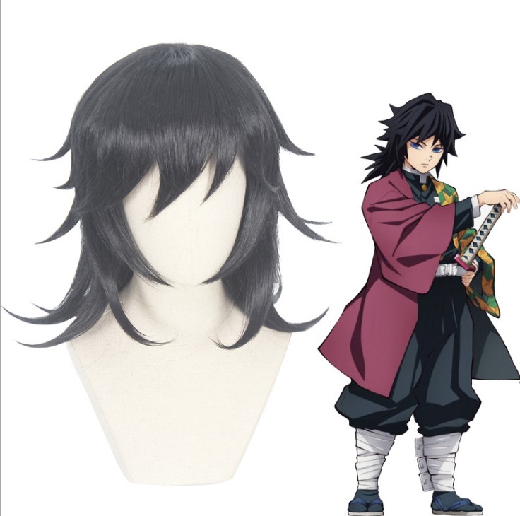 Demon Hunter Japanese Anime Demon Slayer: Kimetsu No Yaiba Kimo Cosplay Costume,Wig