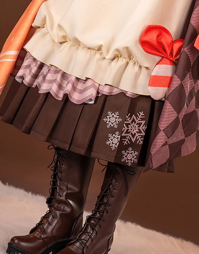 Hatsune Miku Snow Japanese Style Cosplay Costume Top and Skirt with Apron and Hair Accessories