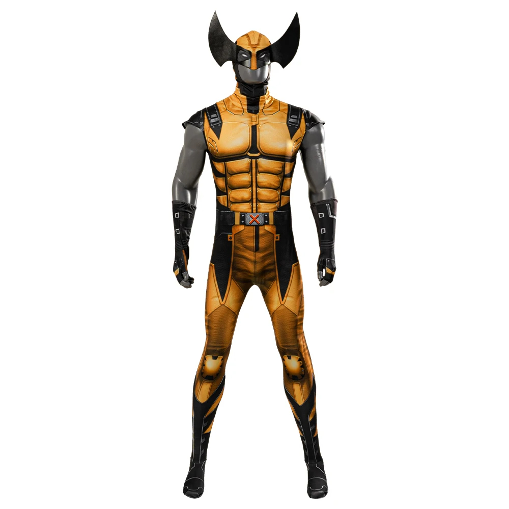 Revolution Wolf Comic Superhero Cosplay Costume Gold Battle Suit Halloween Gifts Printing Zentai Jumpsuit Costume Bodysuit—Marvel Movies