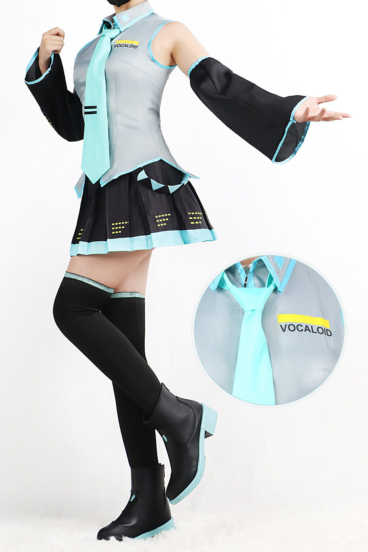 Miku Cosplay Costume Wig Shoes Headwear Japanese Anime Miku Cosplay Accessories Halloween Party Outfit for Women Girls Full Setcosplay