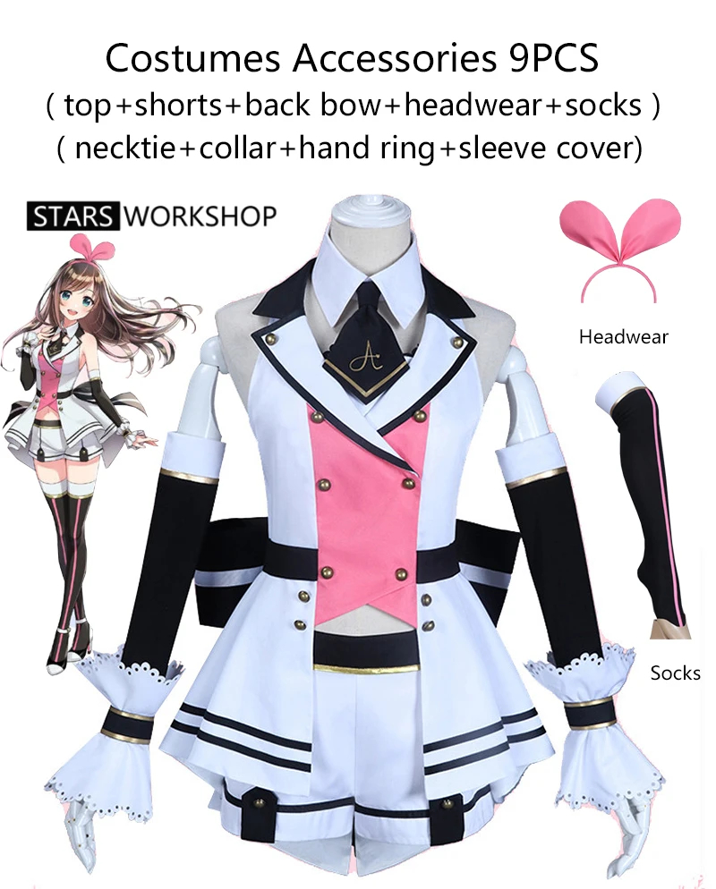 Anime Virtual YouTuber A.I. Channel/Kizuna AI Cosplay Costume Girls Sailor Uniform Cute Uniform Rabbit Ears for Halloween