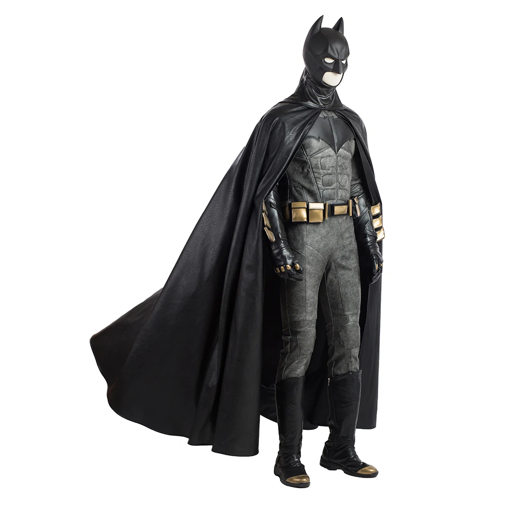 DC Movie Gotham Knights Cosplay Superhero Bruce Wayne Costume Halloween Carnival Classic Battle Outfit With Big Cloak For Adult Men